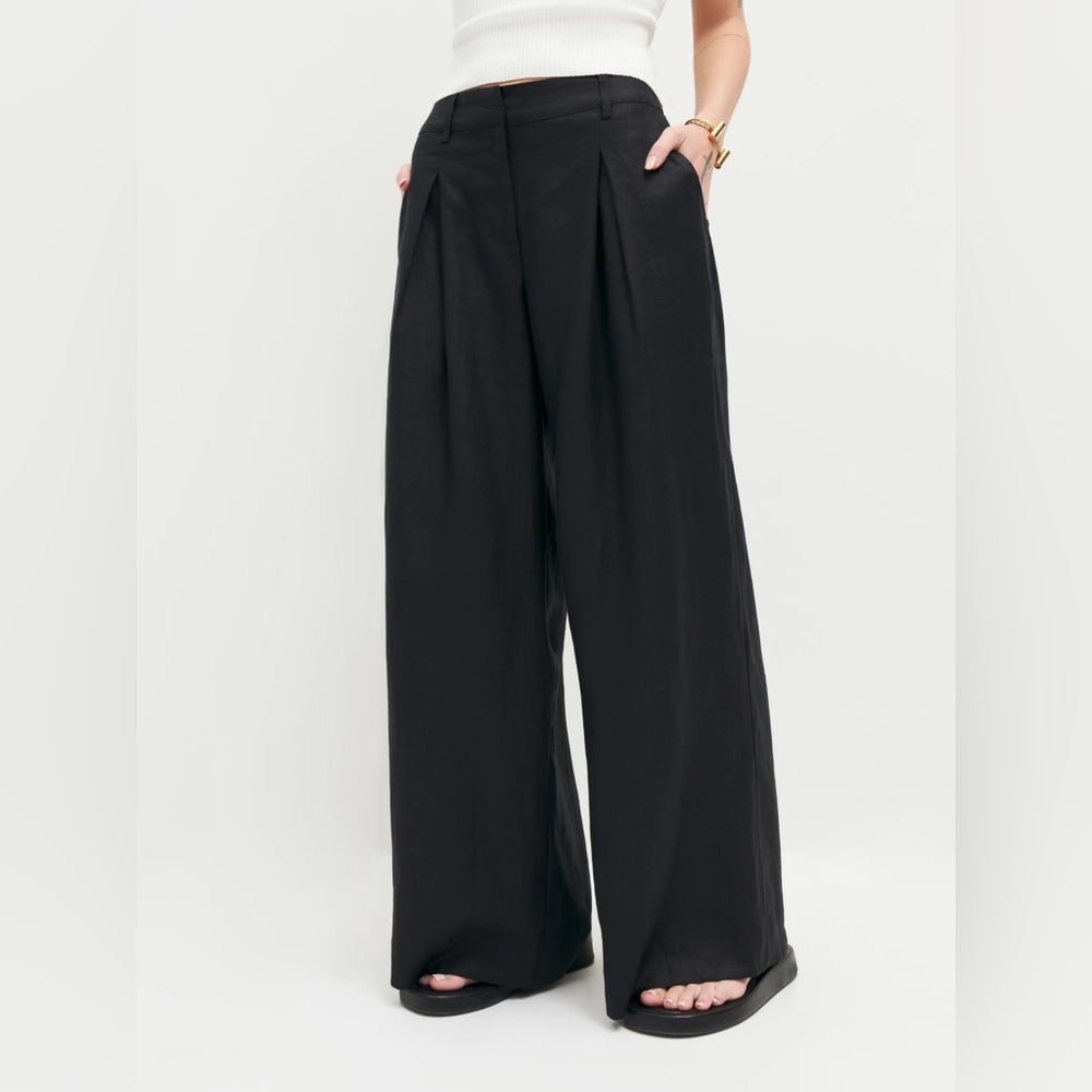 Reformation Asher Linen Low Rise Pant